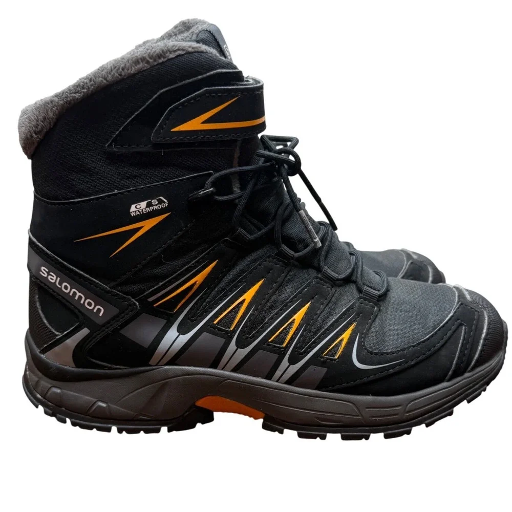Salomon XA Pro CS Waterproof Winter Boots Faux Fur Lined Black Orange Mens 5.5